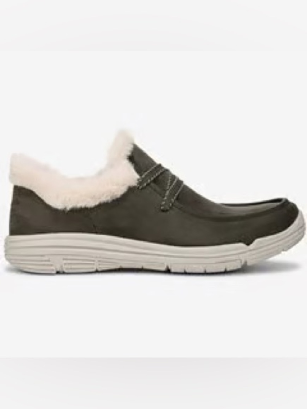 Ryka Olive Green Faux Fur Lined Slip-On Flats